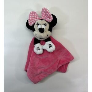Disney Baby Minnie Mouse Lovey Pink Fuchsia Plush Security Blanket 11"x11"